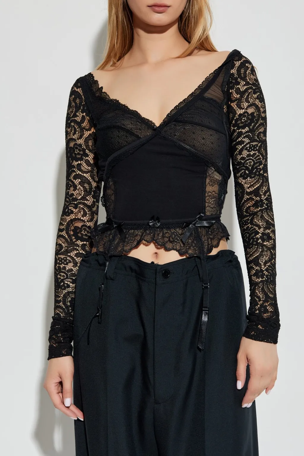 Lace Detailed Long-Sleeve Top