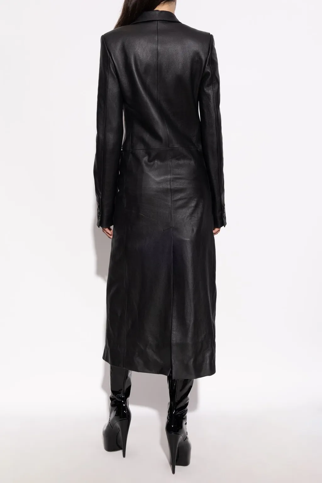 Mid-Length Leather Coat