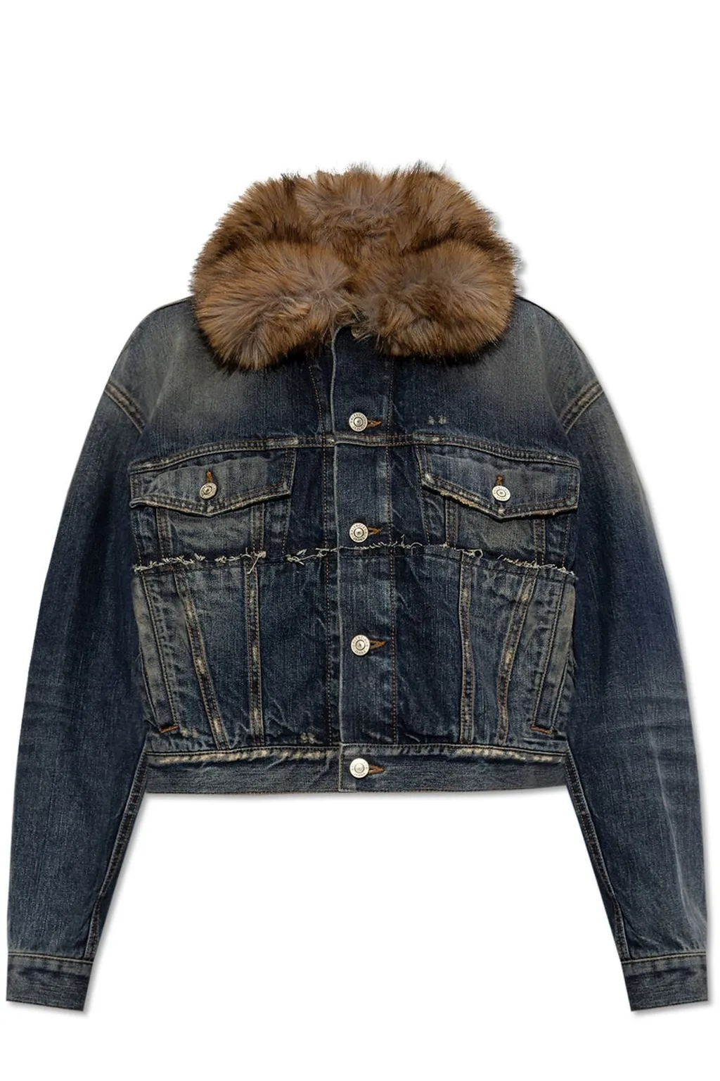 Faux-Fur Collar Denim Jacket