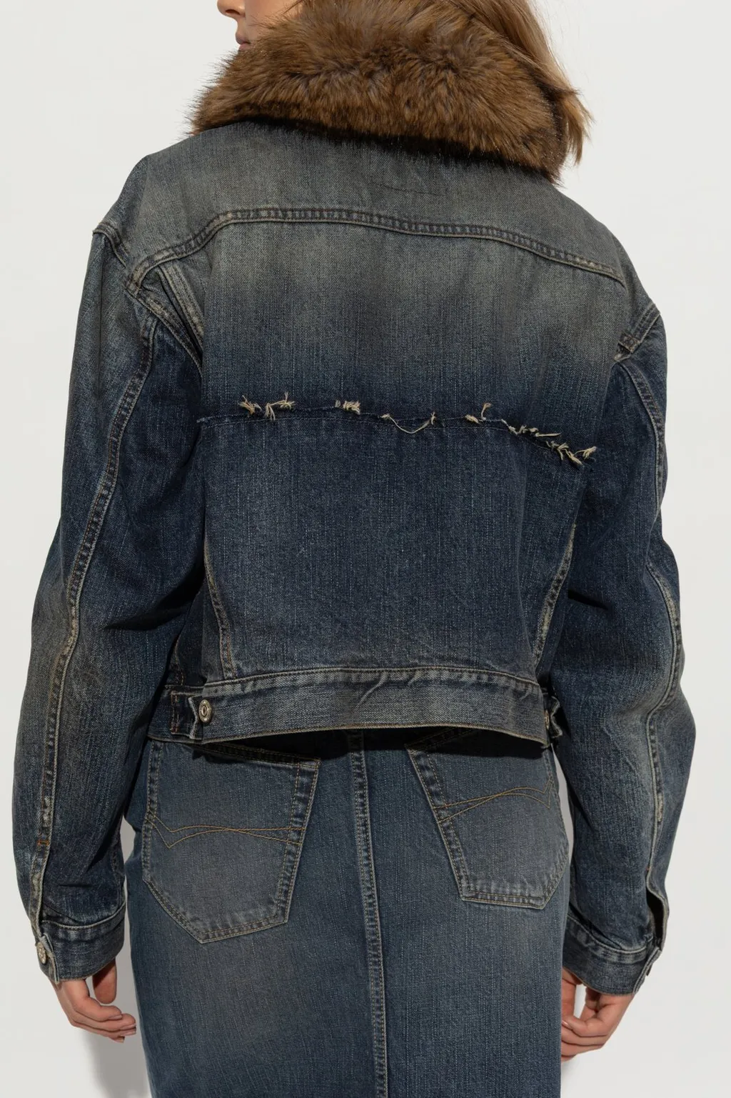 Faux-Fur Collar Denim Jacket