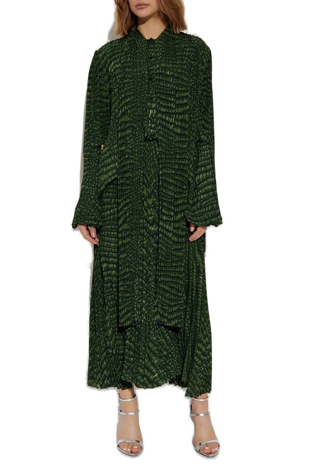 Robe Pleated Double-Sleeved Dress