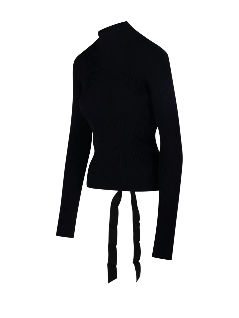 Lace-Up Fitted Turtleneck Jumper
