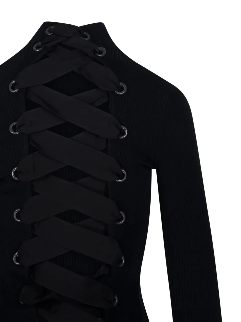 Lace-Up Fitted Turtleneck Jumper