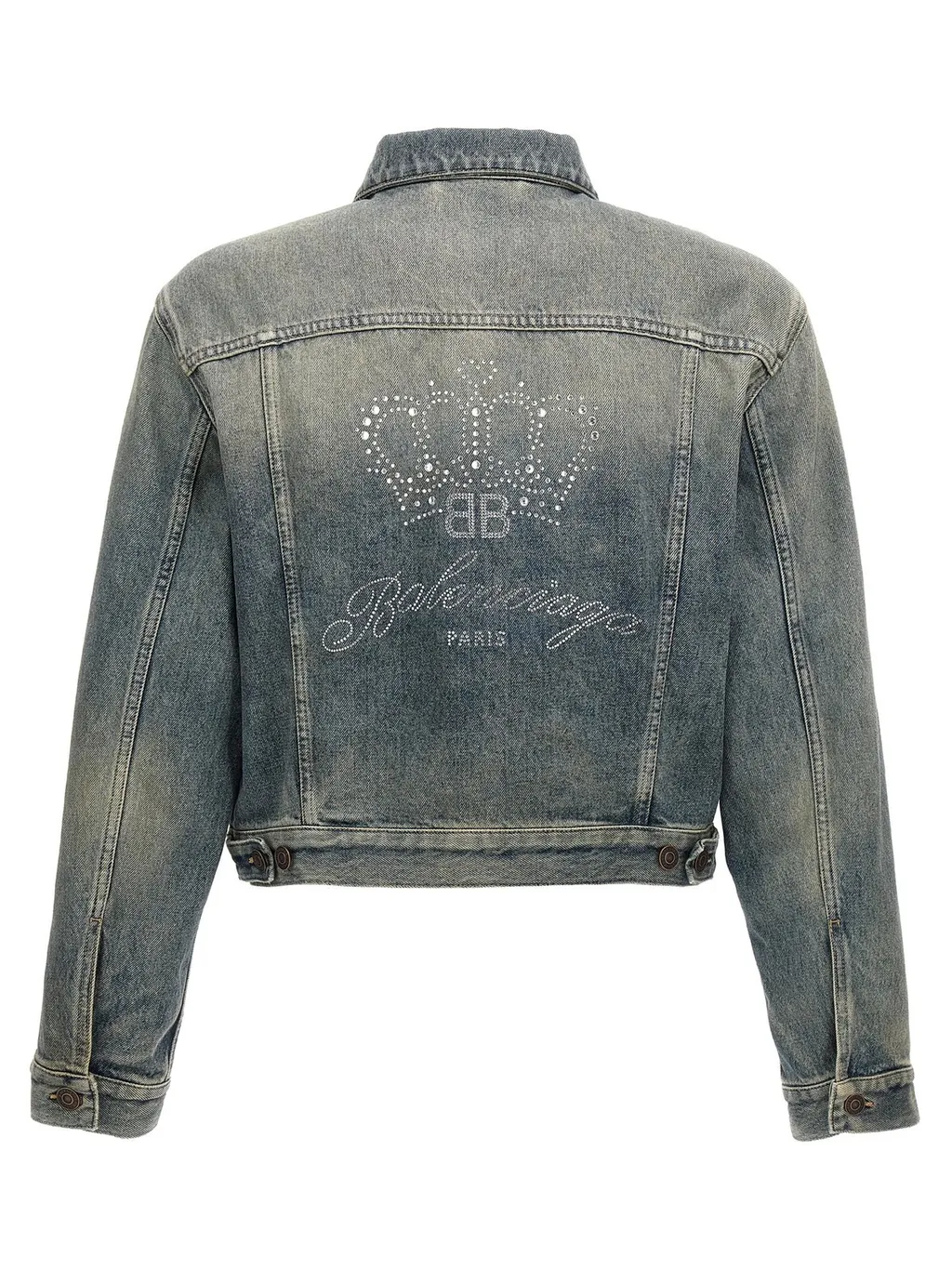 Logo Rhinestone Embellished Denim Jacket