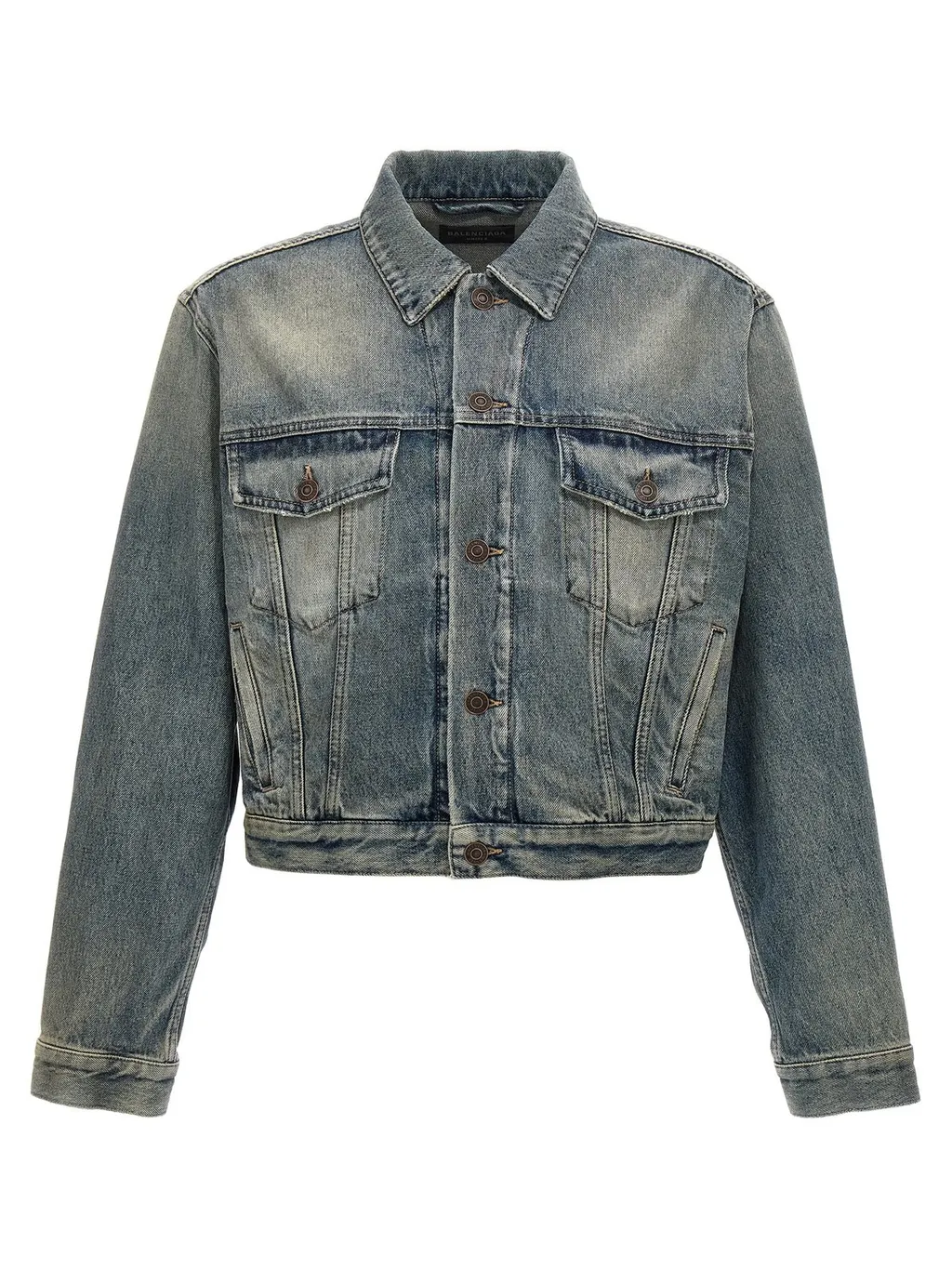 Logo Rhinestone Embellished Denim Jacket