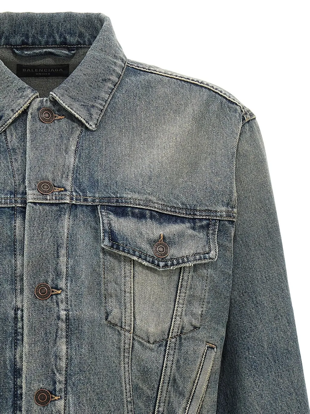 Logo Rhinestone Embellished Denim Jacket