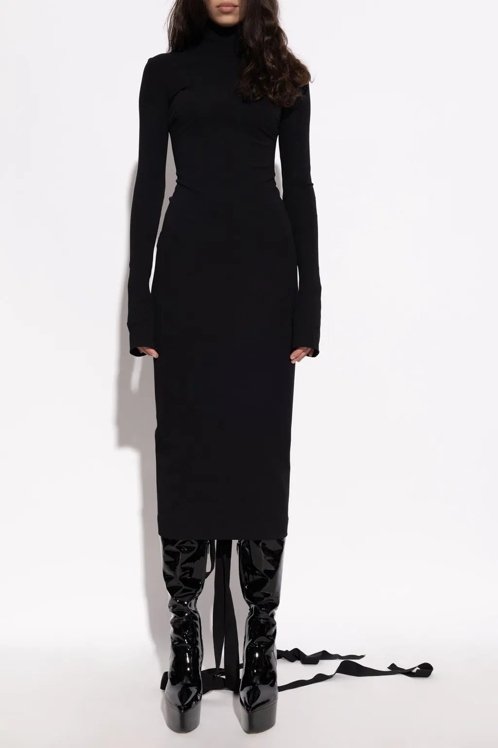 Stand Up Collar Midi Dress