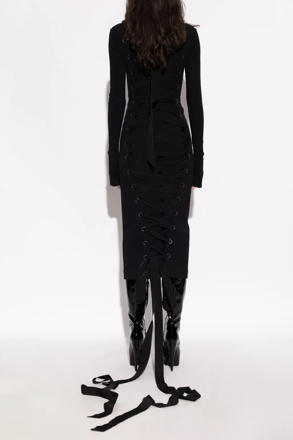 Stand Up Collar Midi Dress