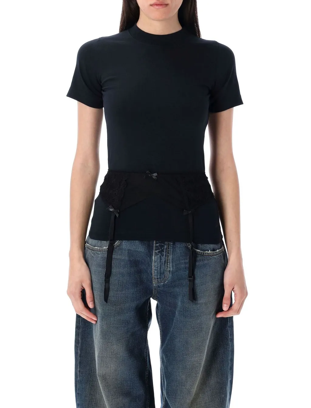 Lingerie Detailed Crewneck T-Shirt