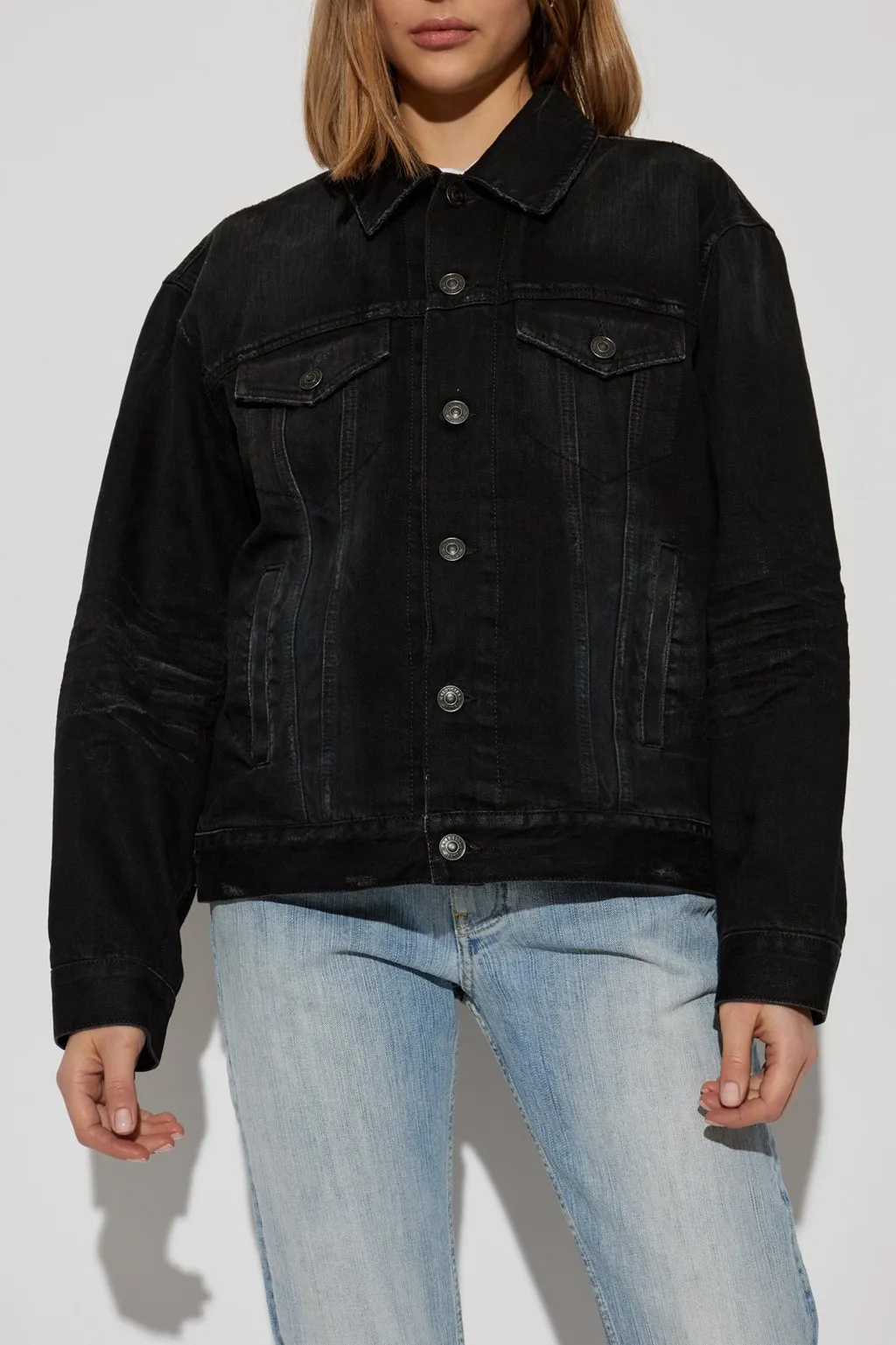 Collared Button-Up Denim Jacket