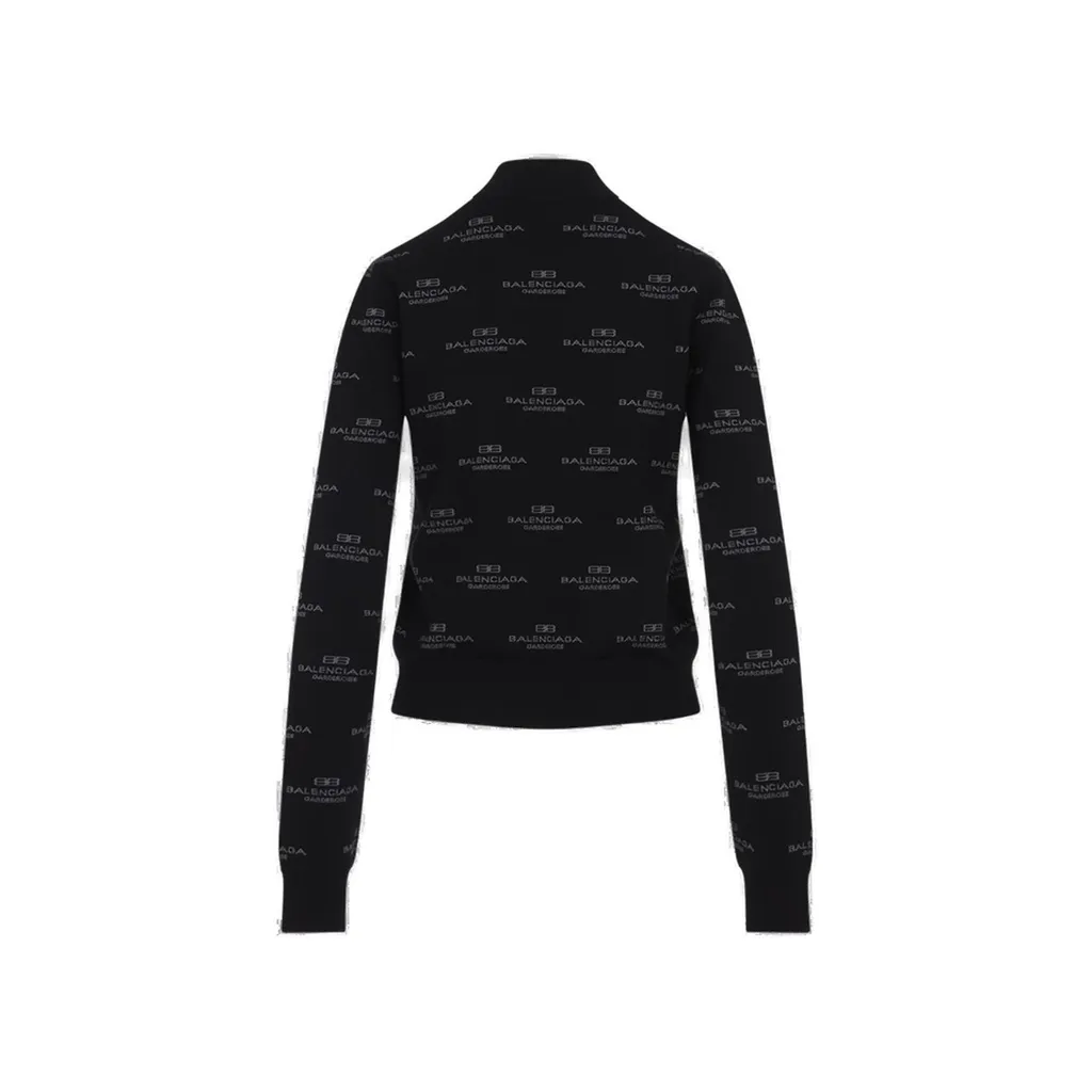 Allover Logo Zipped Knit Cardigan
