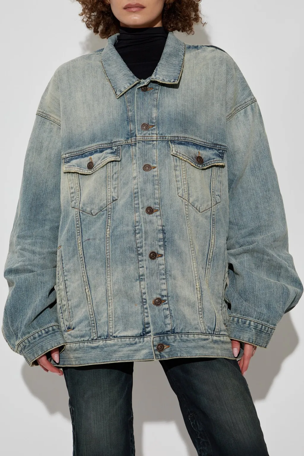 Collared Button-Up Denim Jacket