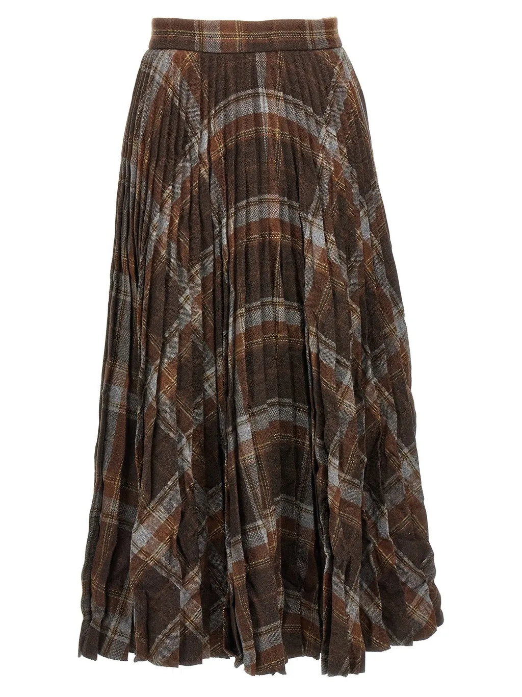 Checked Creased Pleated Skirt