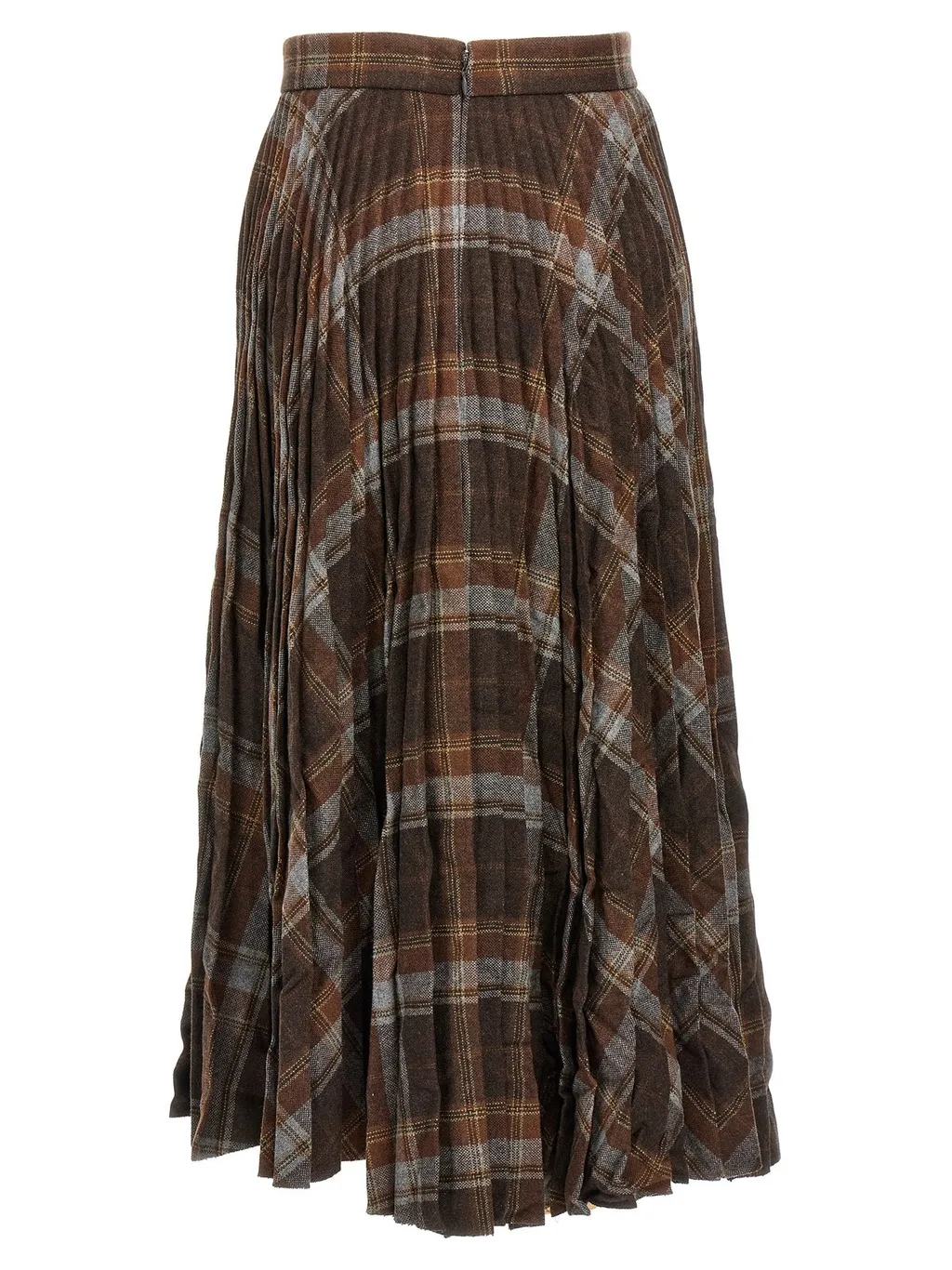 Checked Creased Pleated Skirt