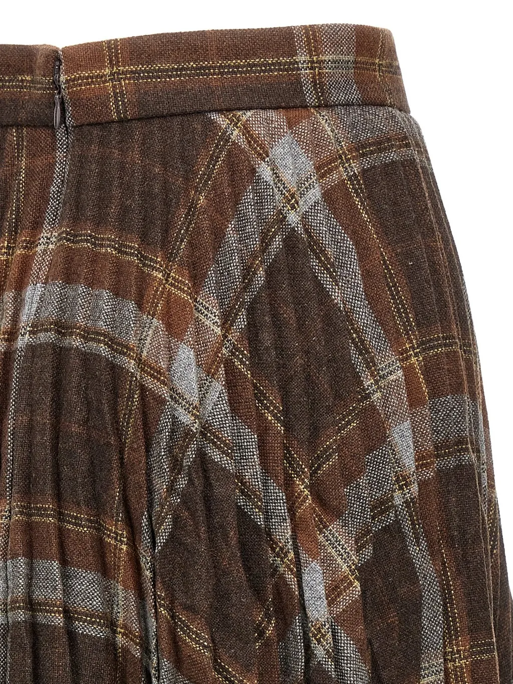 Checked Creased Pleated Skirt