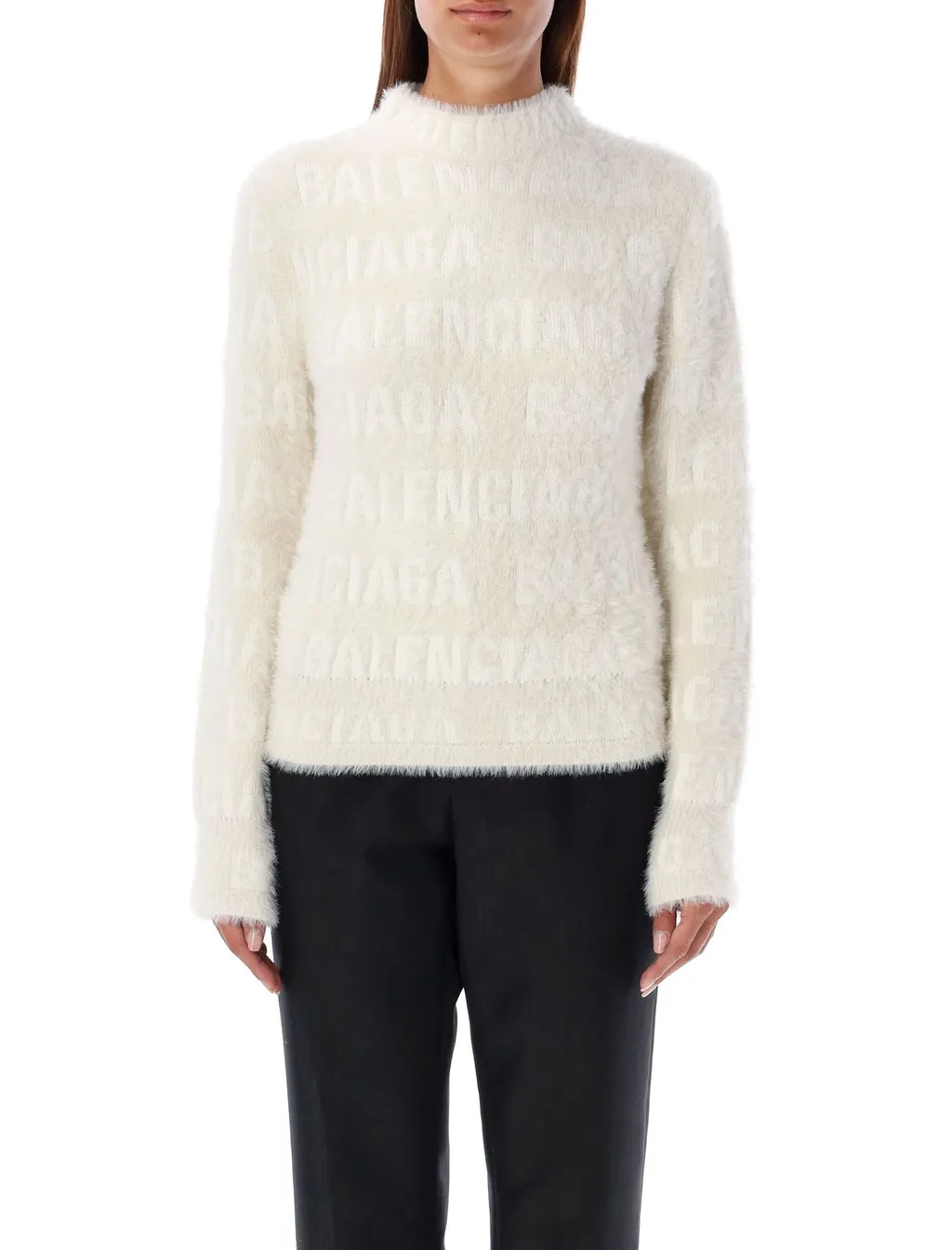 Allover Logo Furry Fitted Sweater