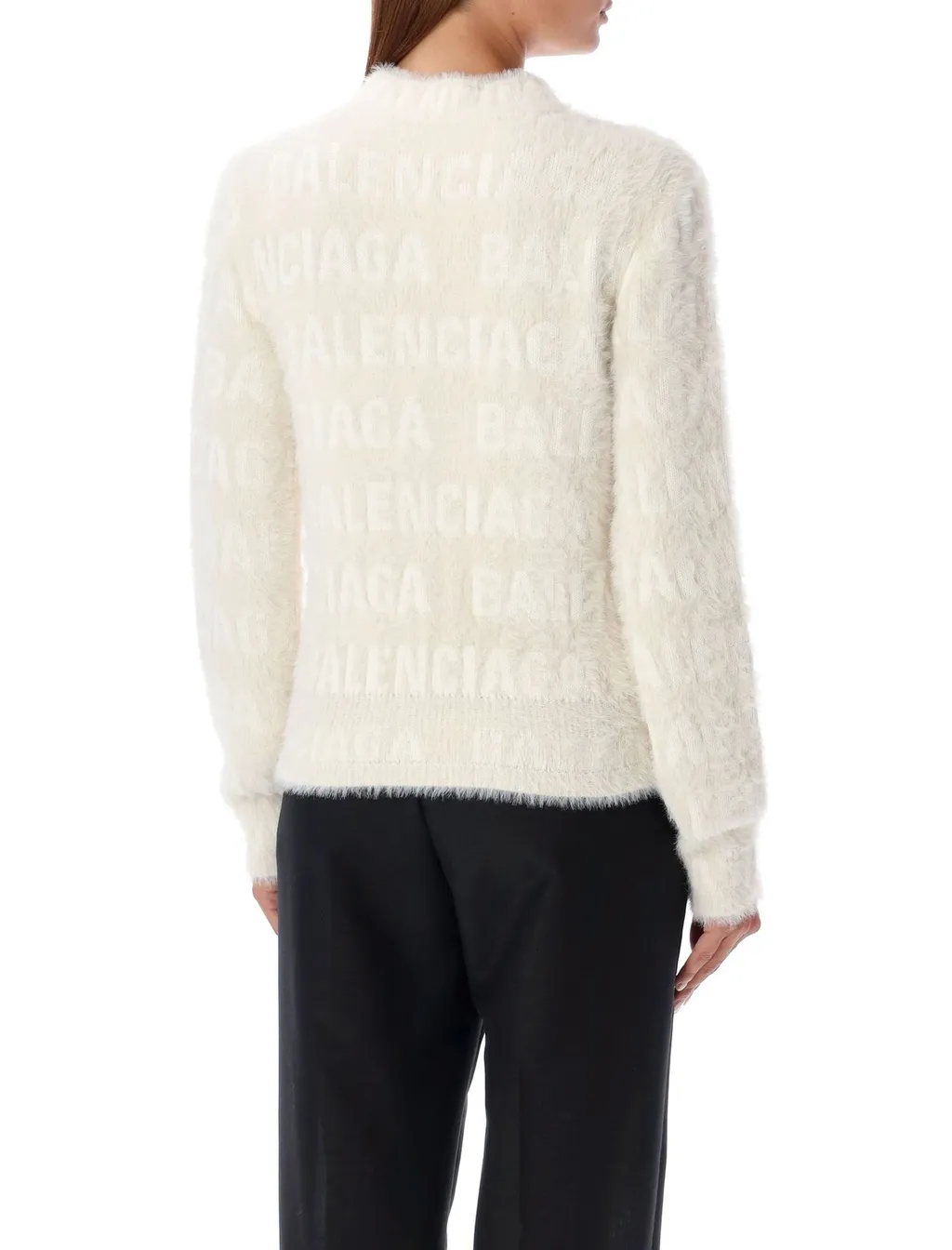 Allover Logo Furry Fitted Sweater