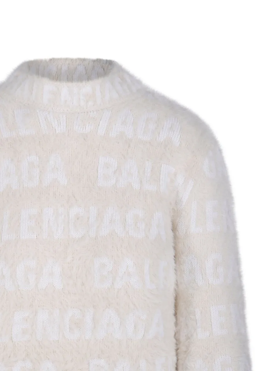 Allover Logo Furry Fitted Sweater
