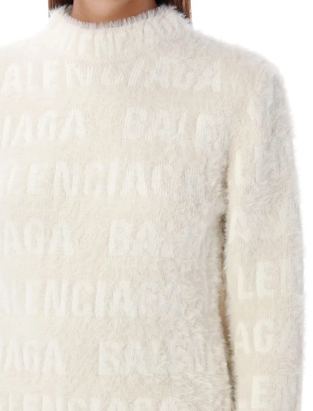 Allover Logo Furry Fitted Sweater