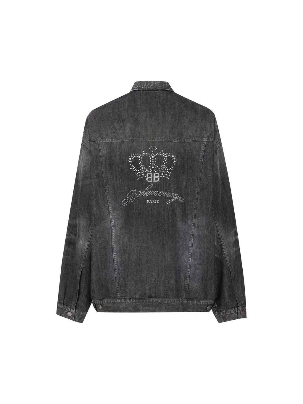 Logo Rhinestone Embellished Denim Jacket