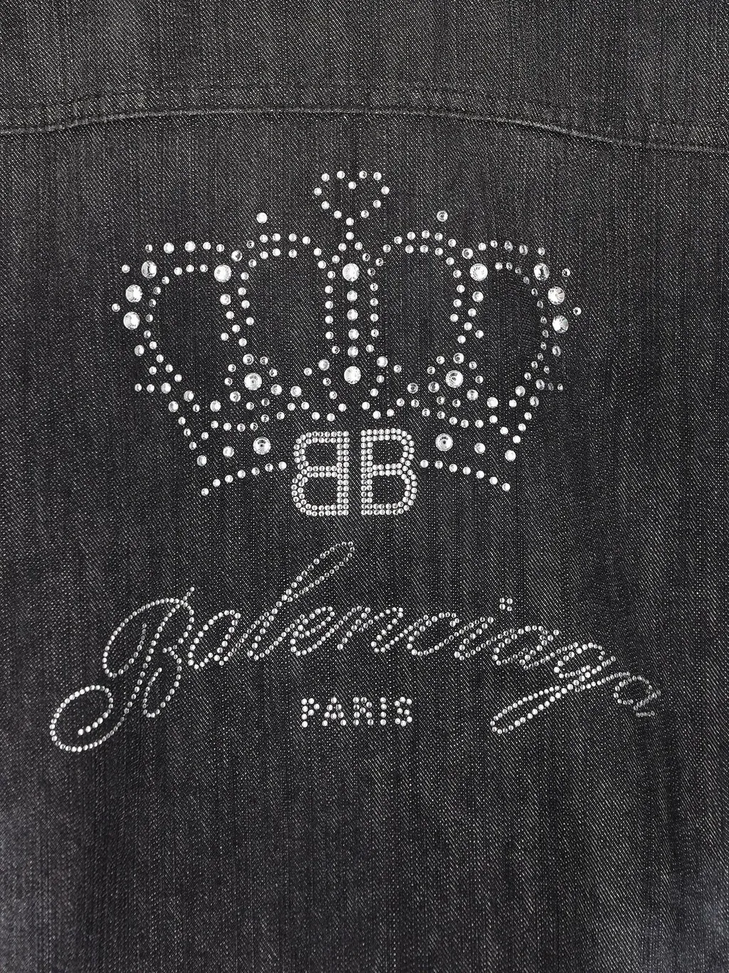 Logo Rhinestone Embellished Denim Jacket