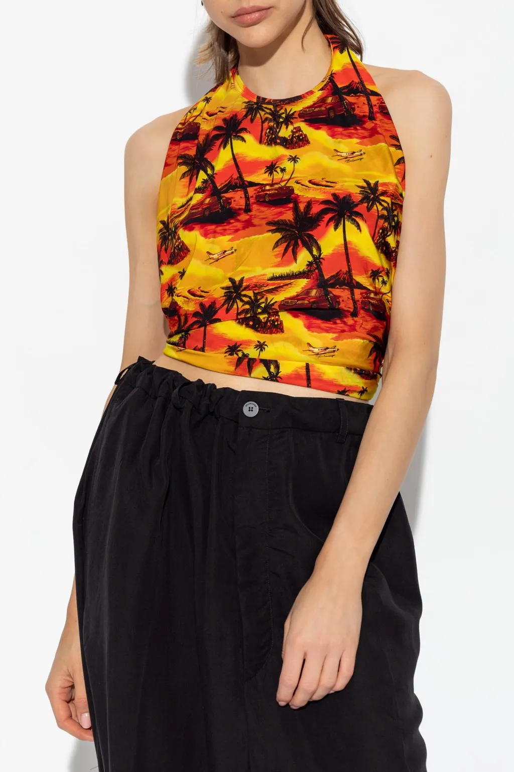 Graphic Print Backless Top