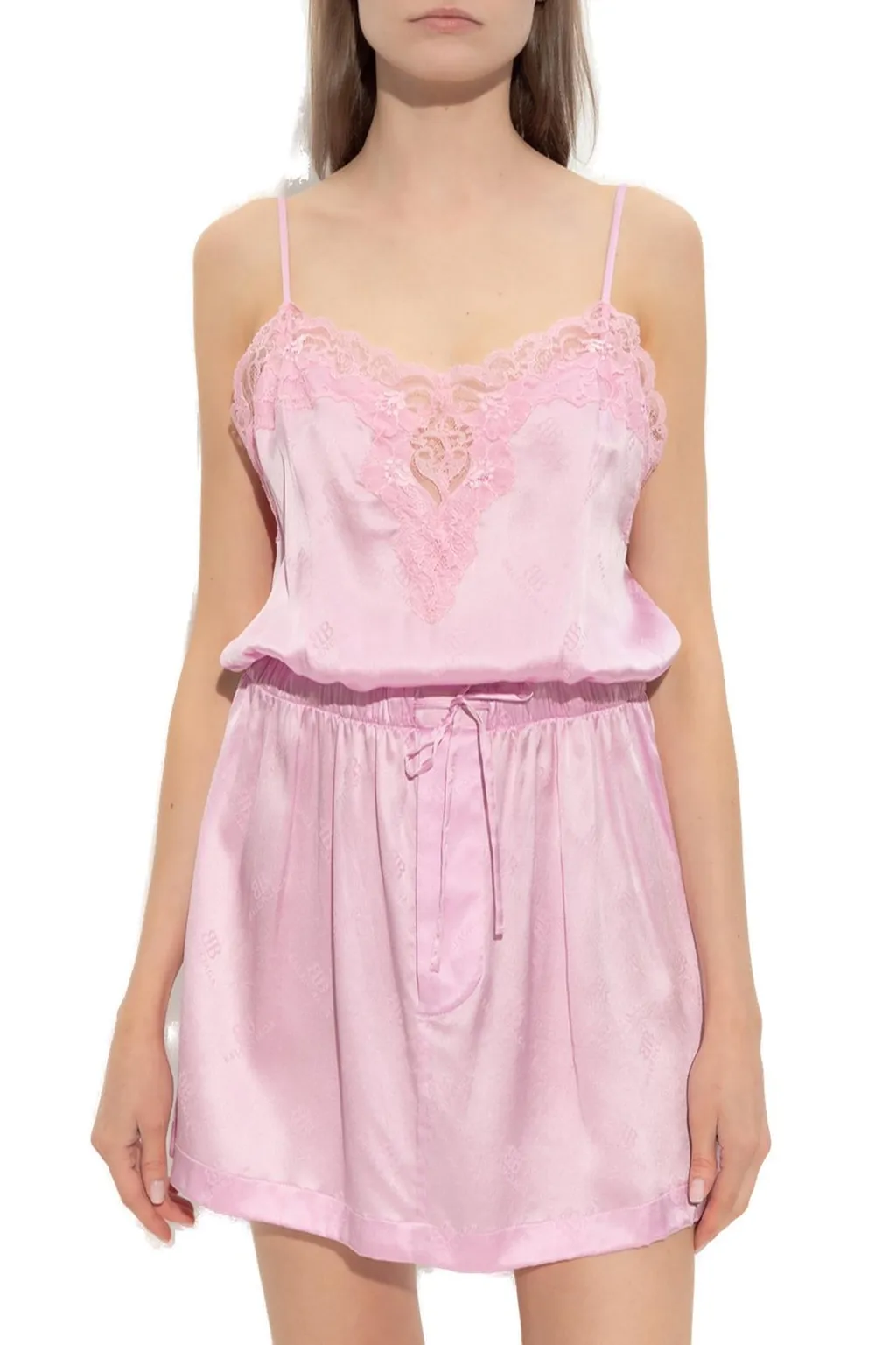 Lace Trim Spaghetti Strap Mini Dress