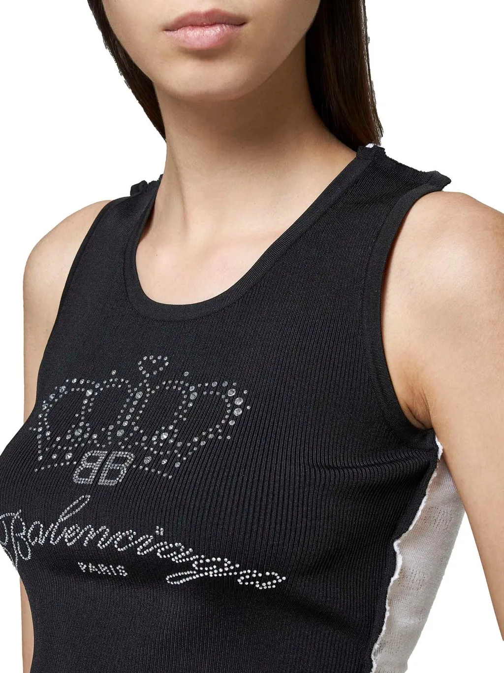Logo Rhinestone Embellished Tank Top