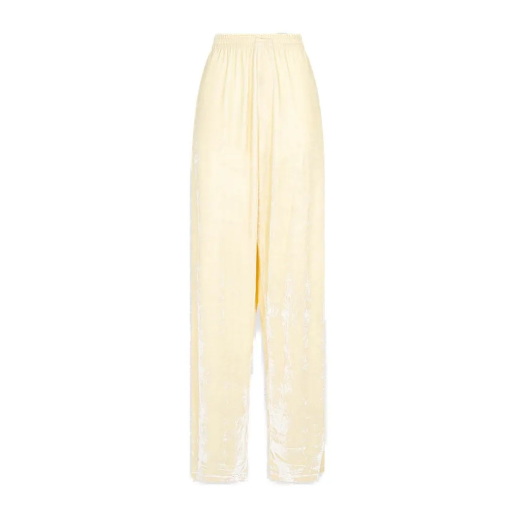Velvet-Effect Elastic Waist Trousers