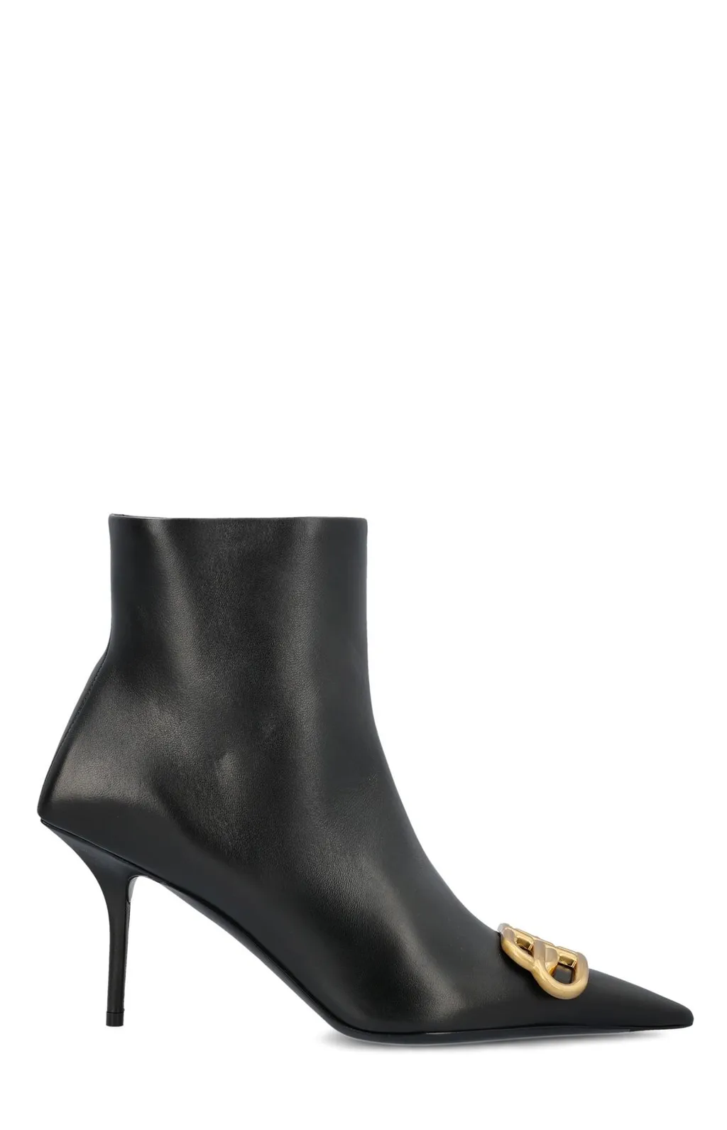 Logo Plaque Pointed-Toe Ankle Boots