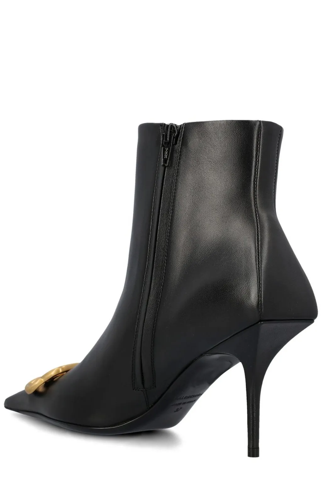 Logo Plaque Pointed-Toe Ankle Boots