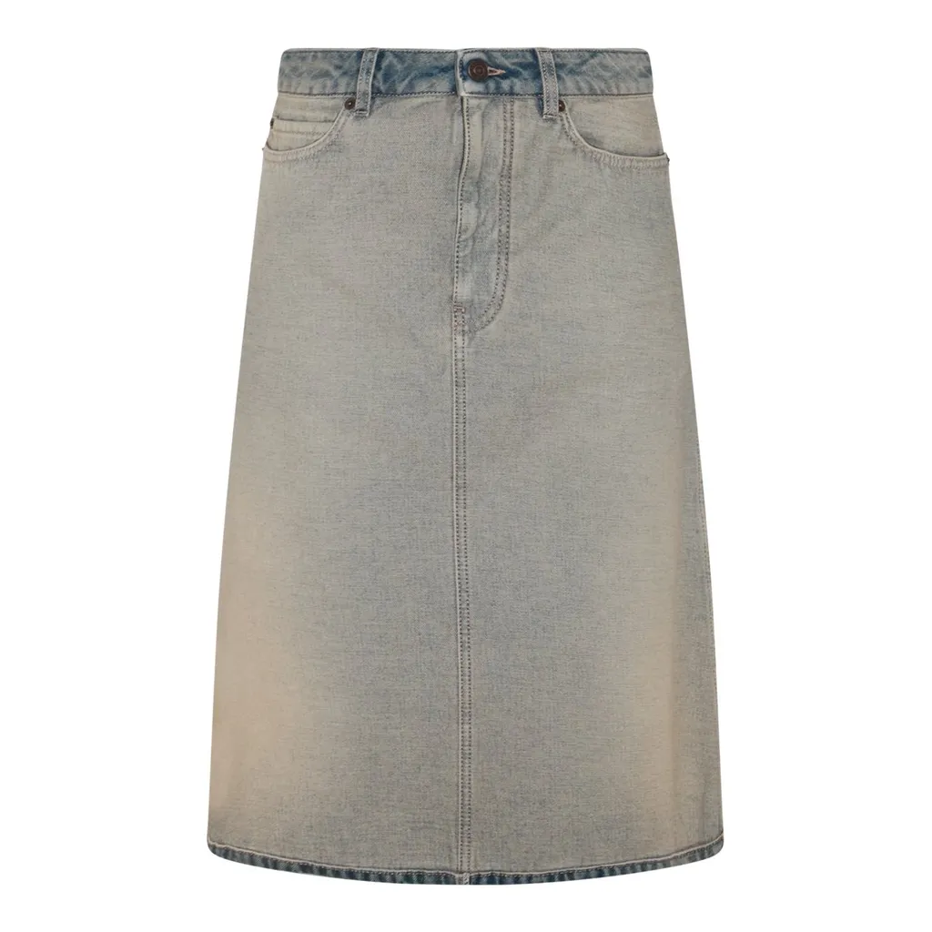 Vintage Effect Denim Midi Skirt