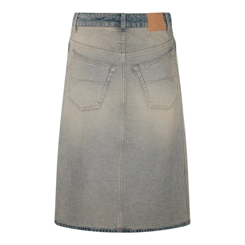 Vintage Effect Denim Midi Skirt