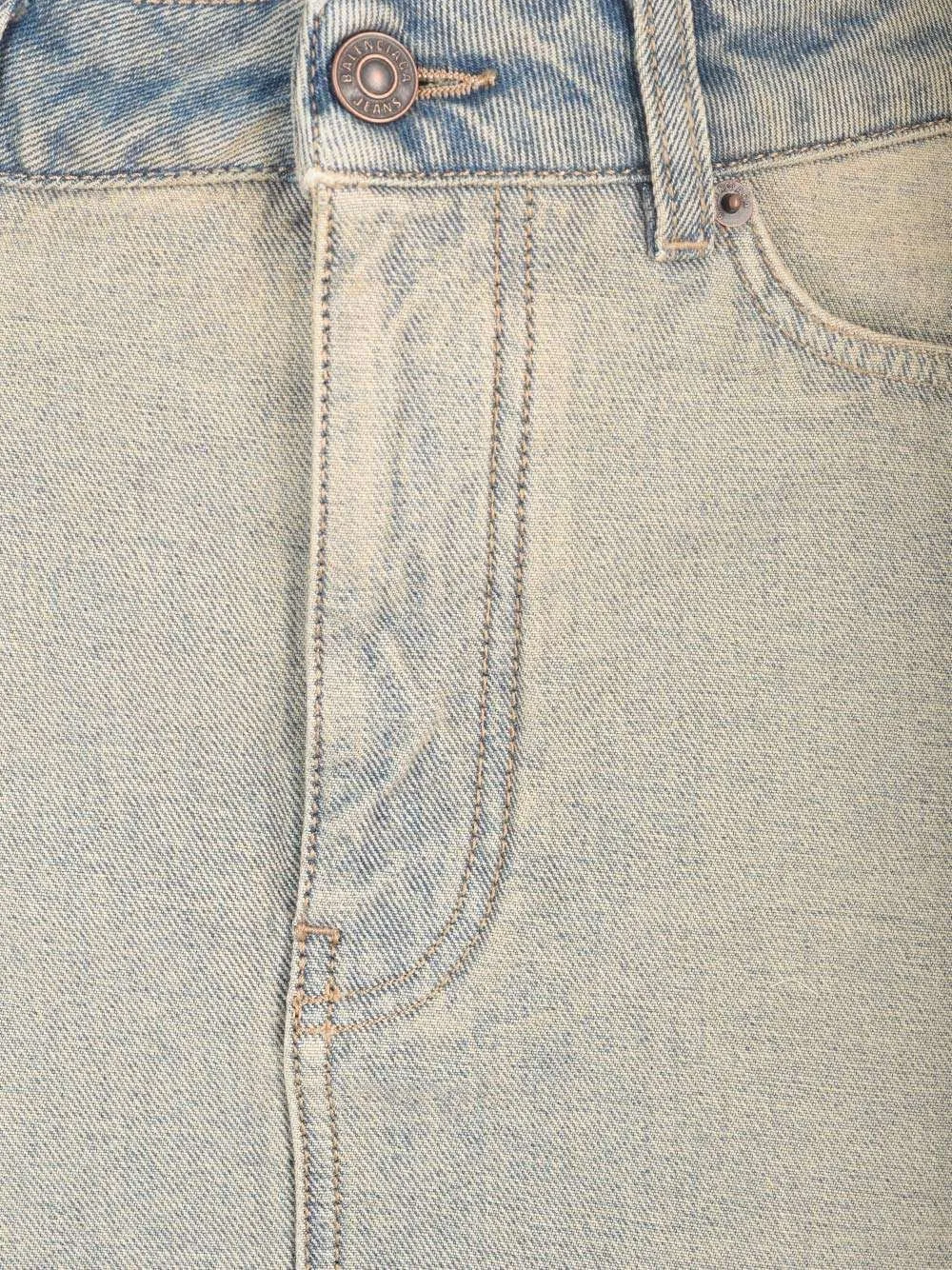Vintage Effect Denim Midi Skirt