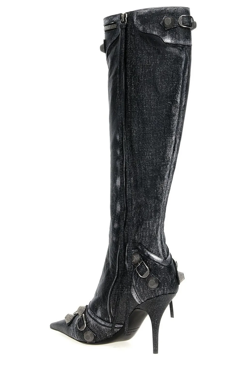 Pointed-Toe Denim Boots
