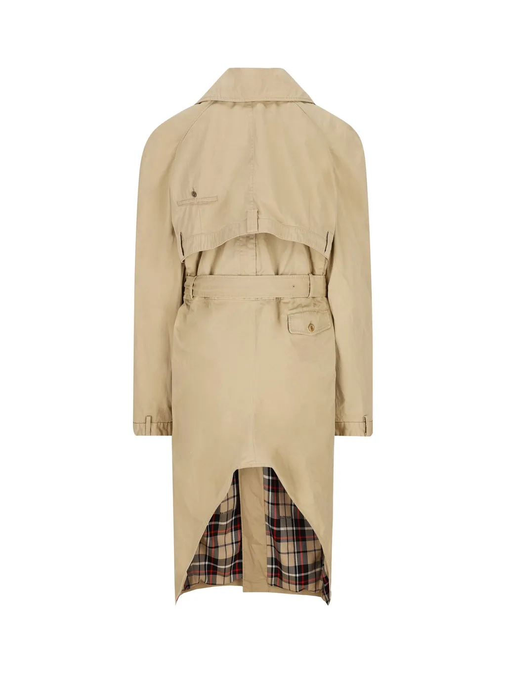 Patterned Checkered Oversized Trench Coat