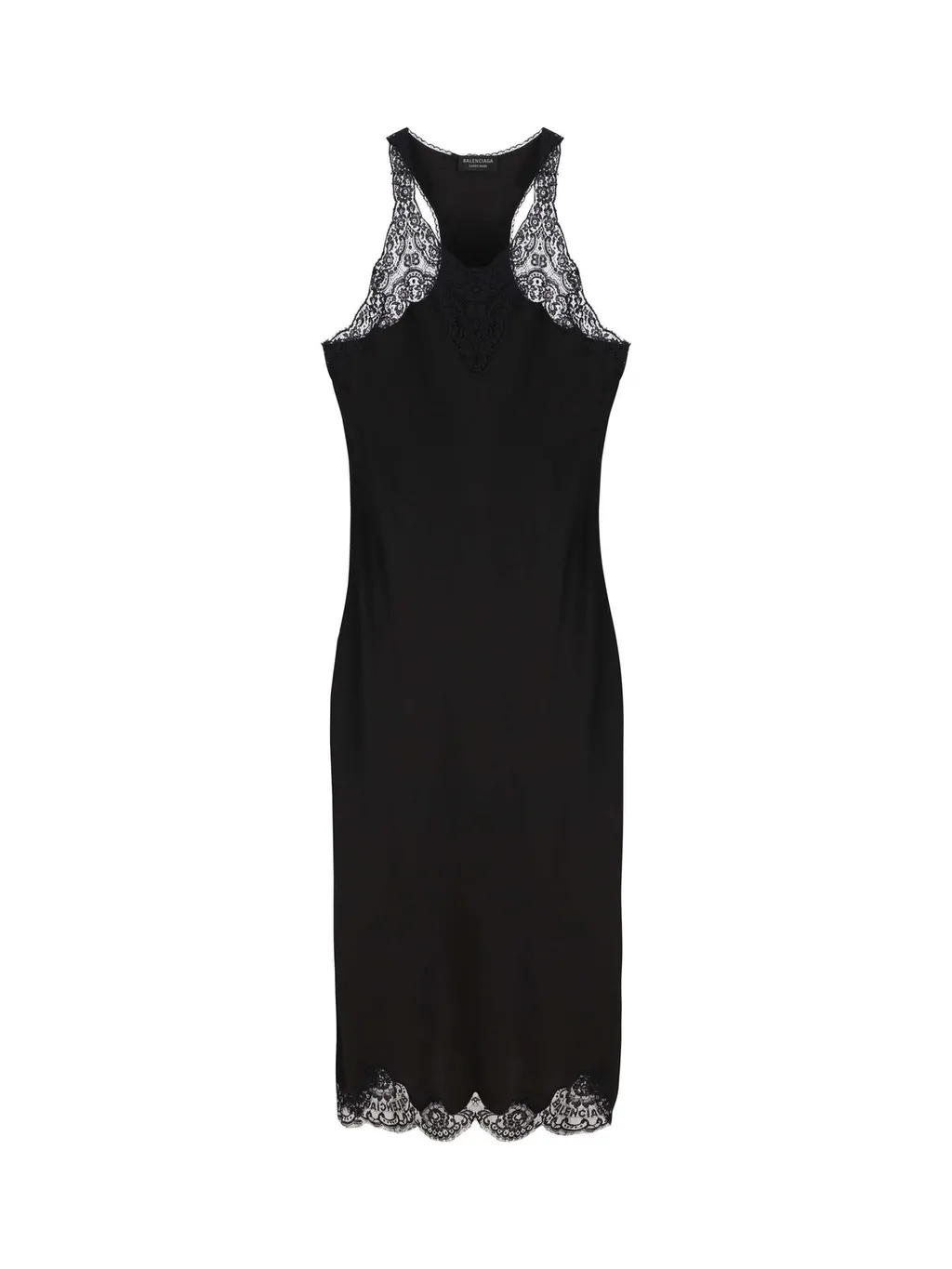 Lace Trimmed Sleeveless Dress