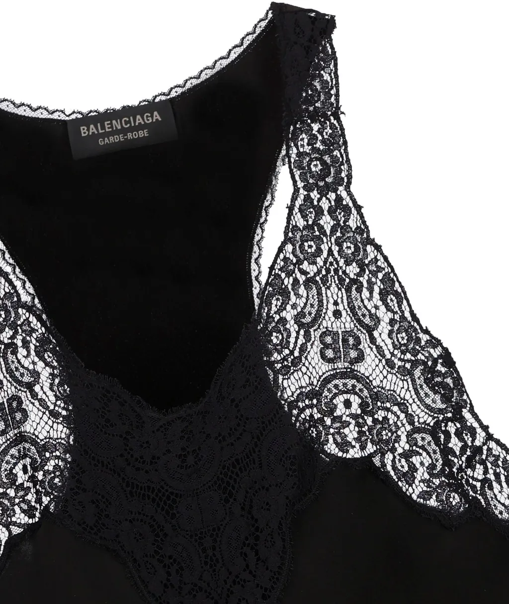 Lace Trimmed Sleeveless Dress