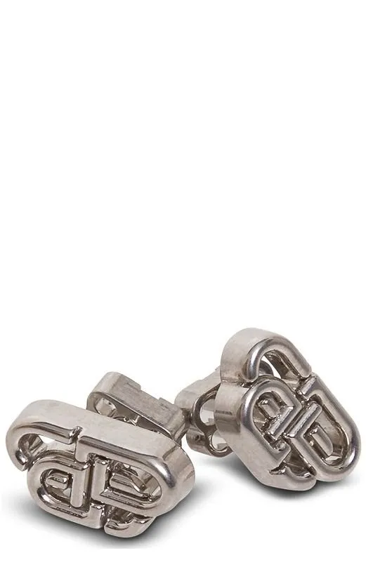 Logo Engraved Monogram Stud Earrings