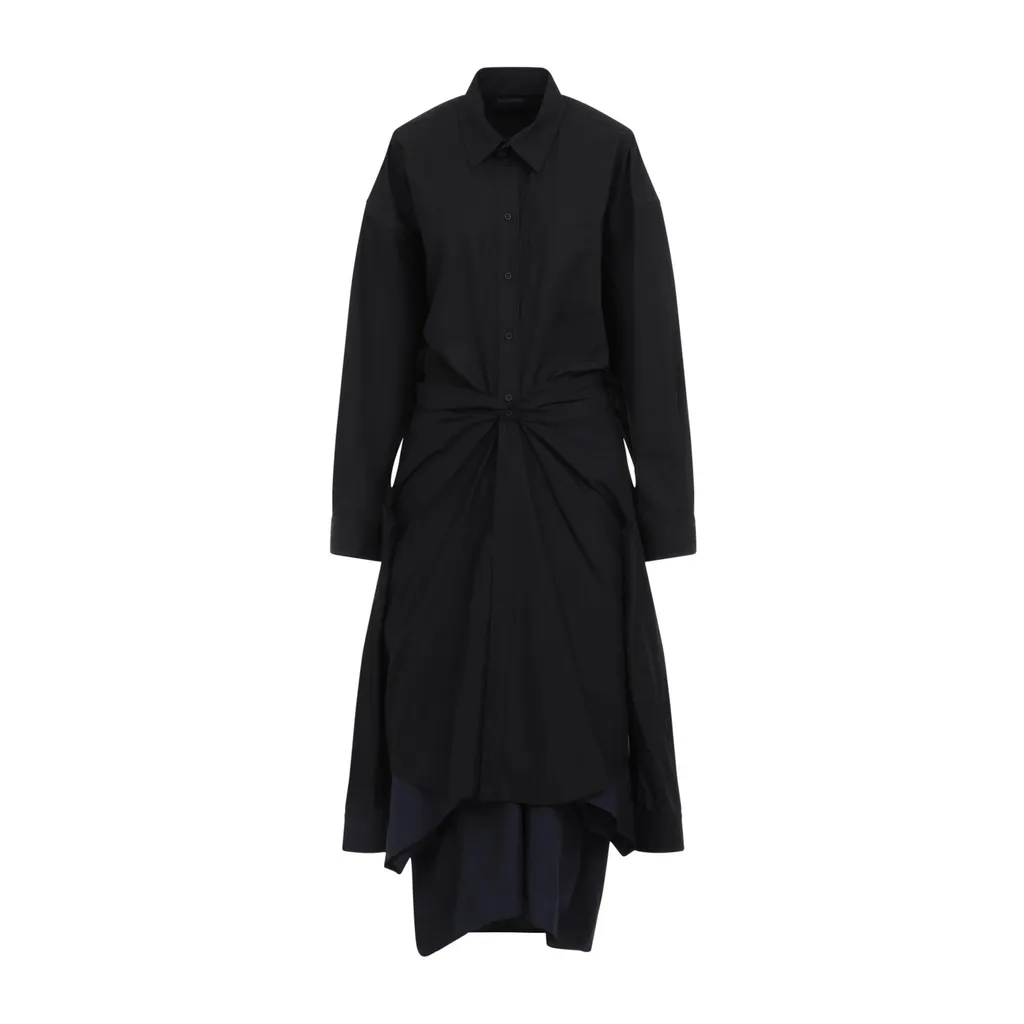Collared Gathered Long Shirt