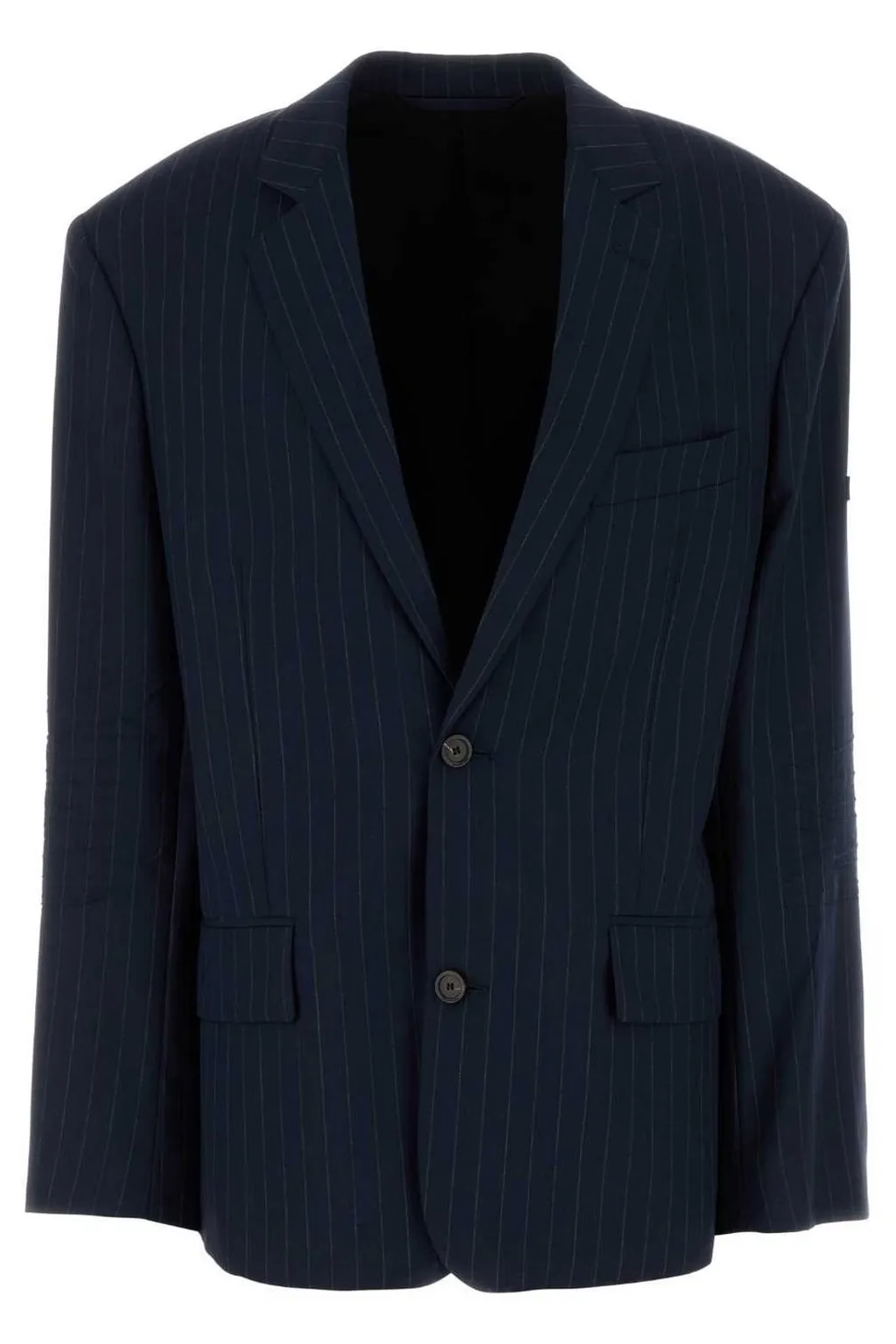 Pinstriped Single-Breasted Blazer