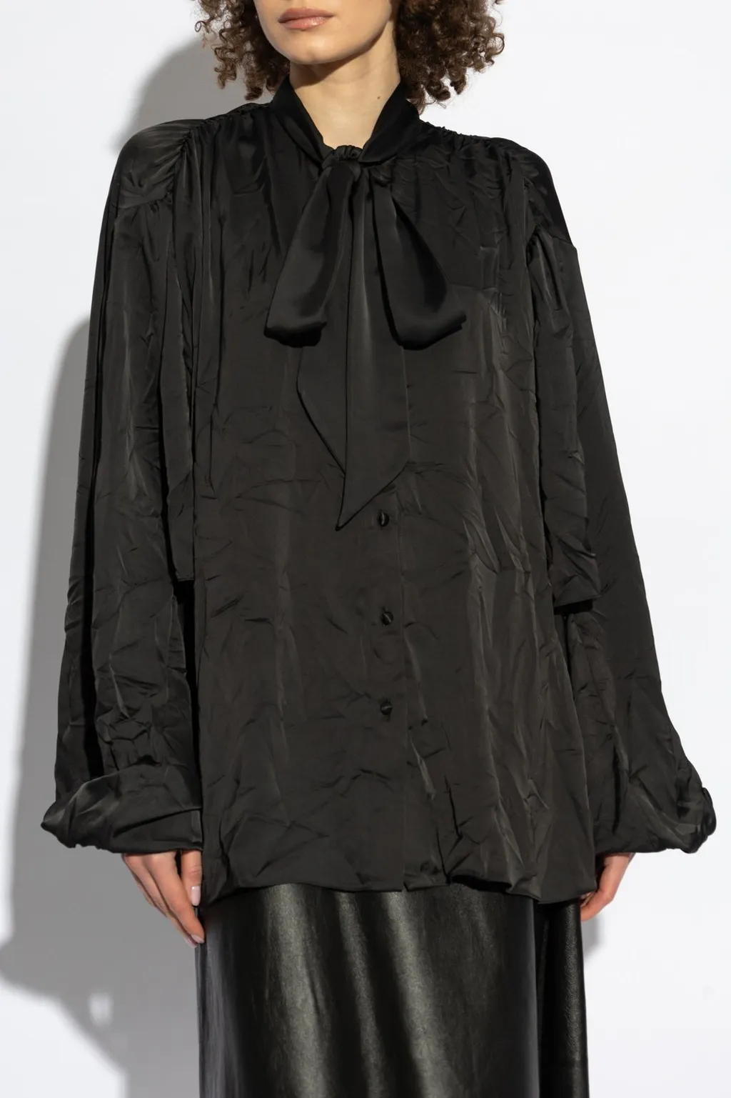 Tie Detailed Button-Up Shirt