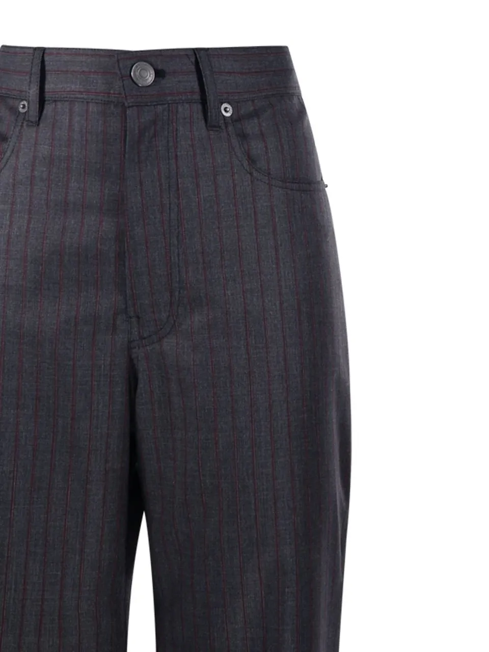 Pinstriped Straight-Leg Trousers