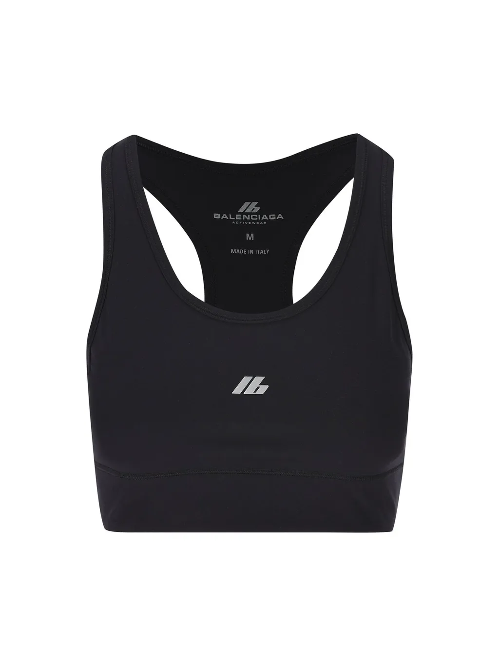 Reflective Logo Print Round-Neck Sport Bra