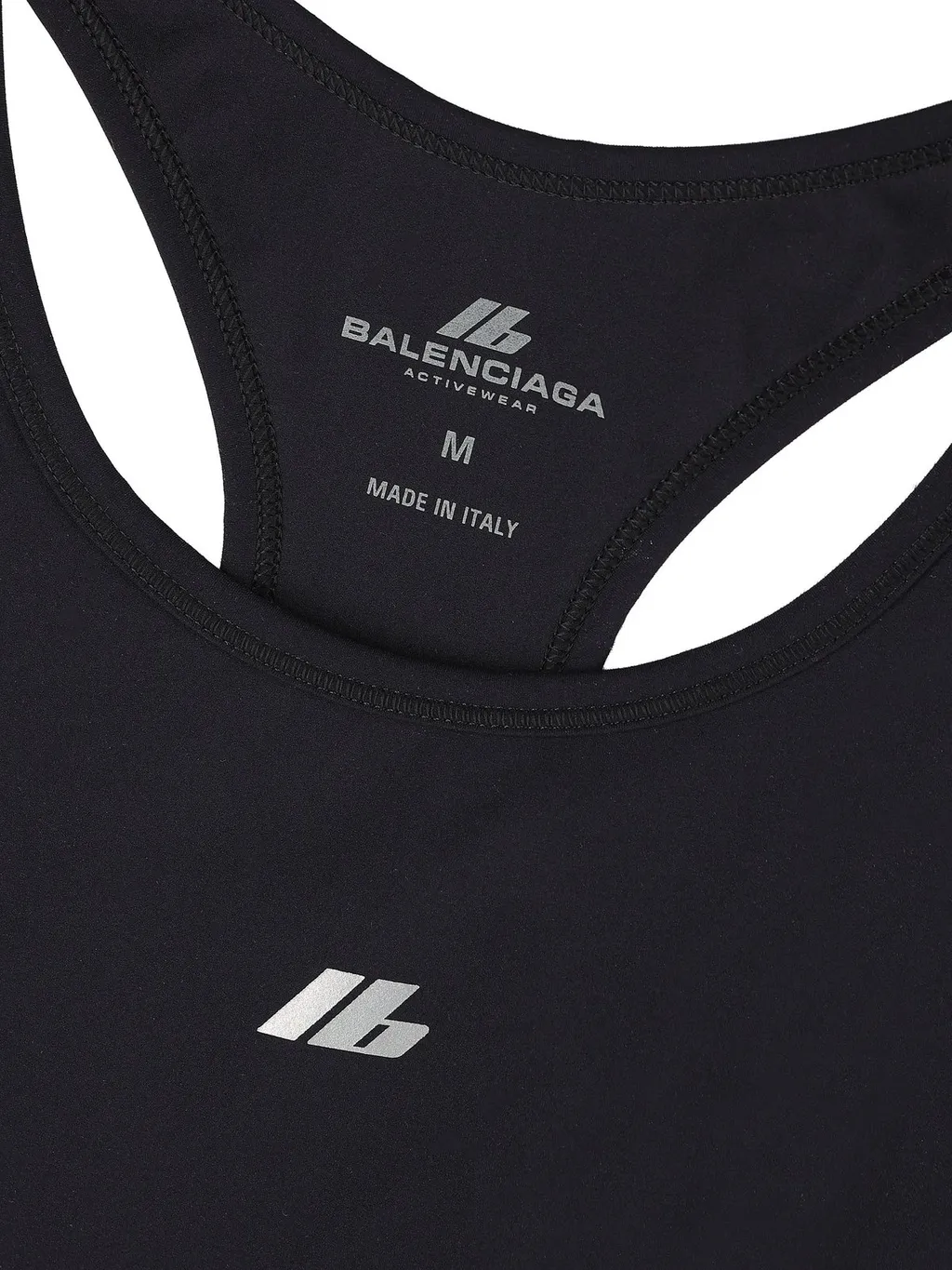 Reflective Logo Print Round-Neck Sport Bra