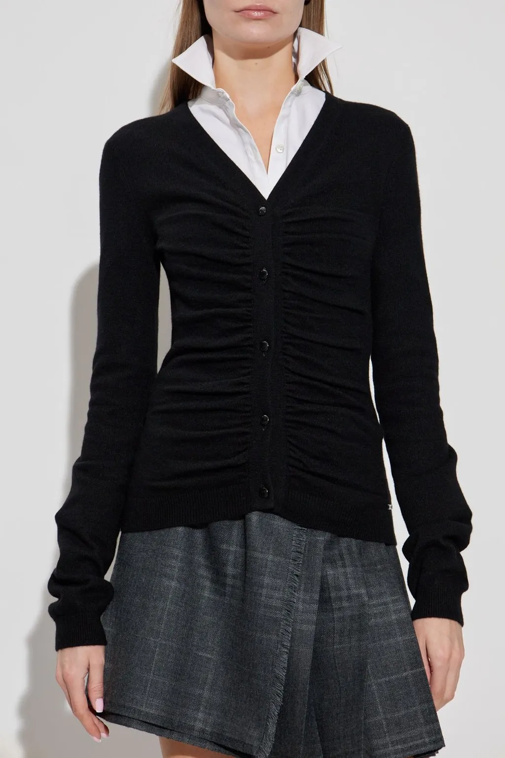Ruching Knitted Cardigan