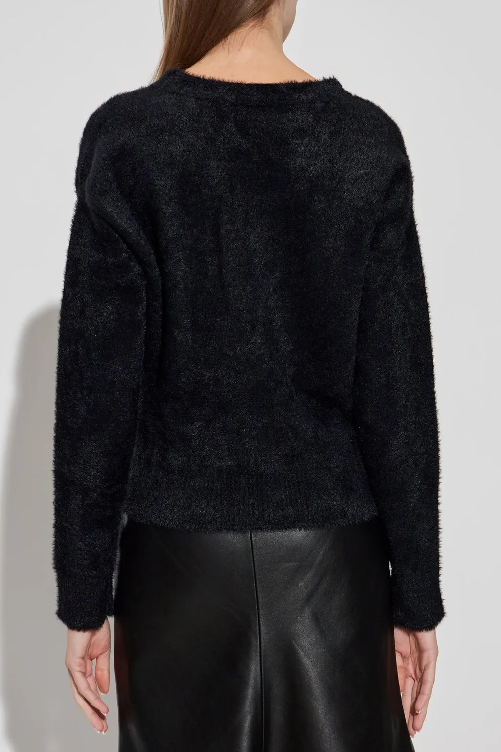 Heart Crystal-Button Fluffy Cardigan