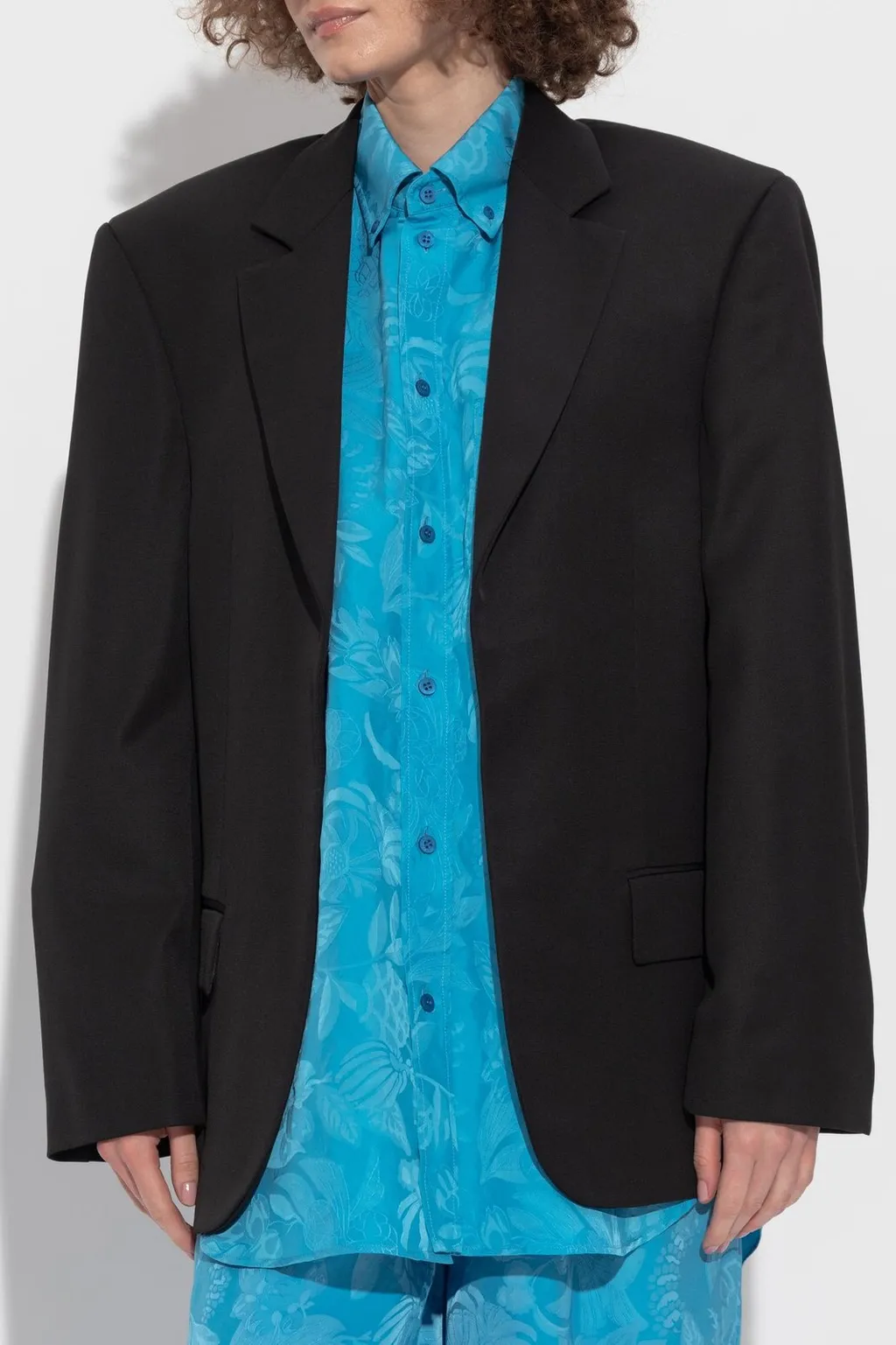 Padded-Shoulder Blazer