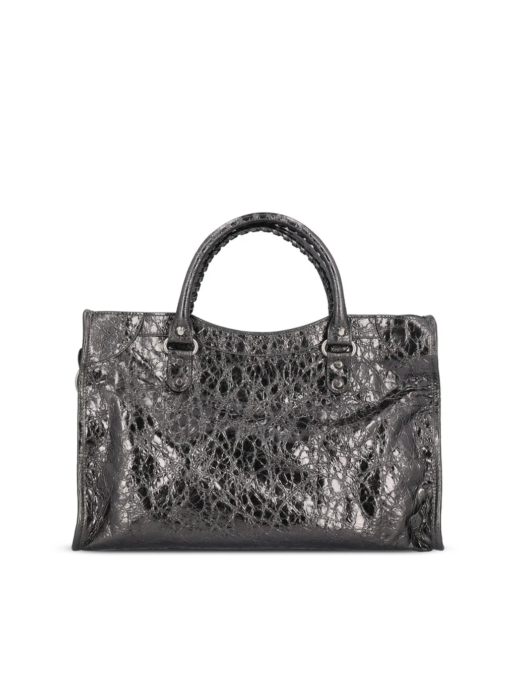 Metallic Embossed Top Handle Bag