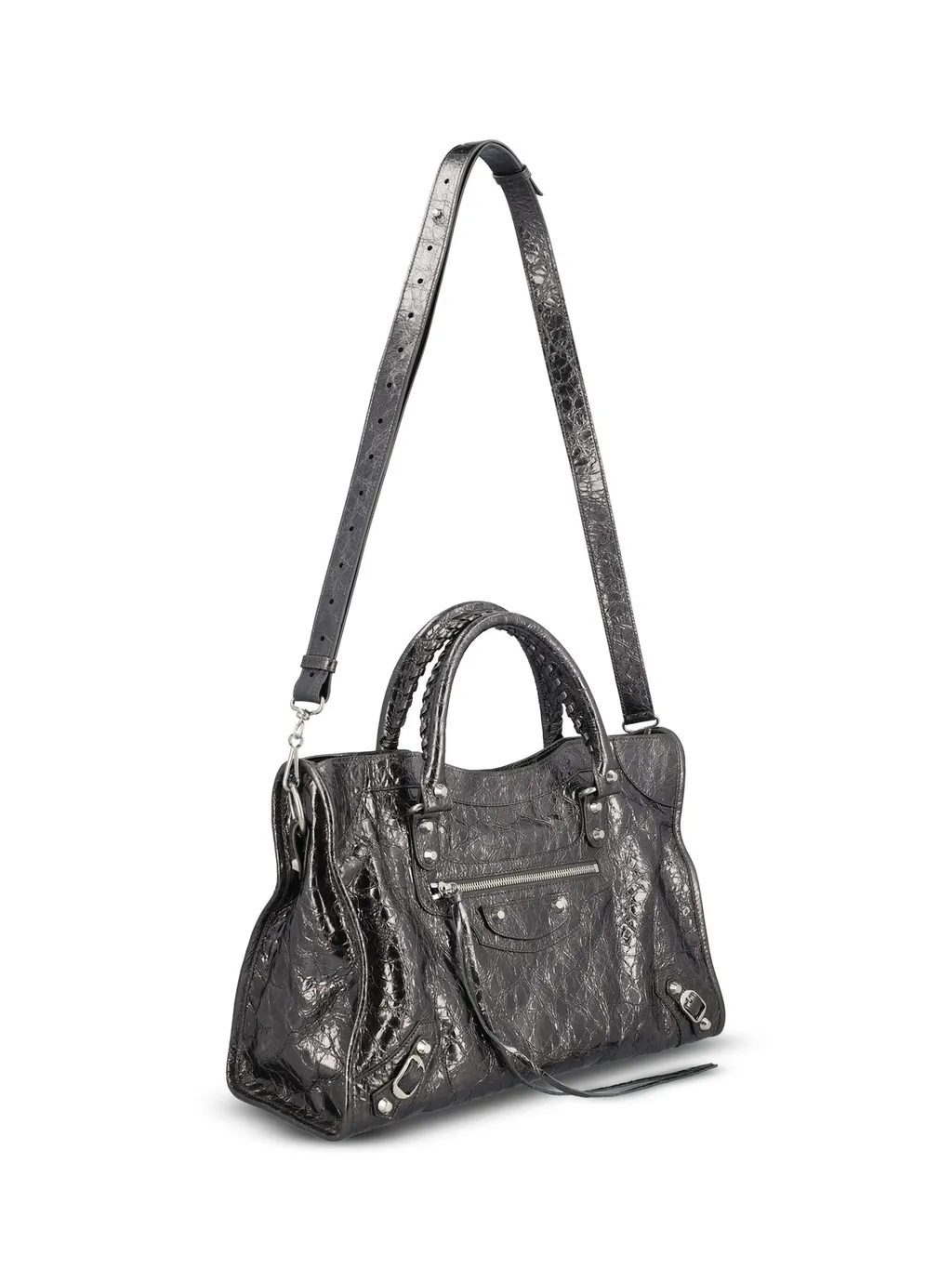 Metallic Embossed Top Handle Bag